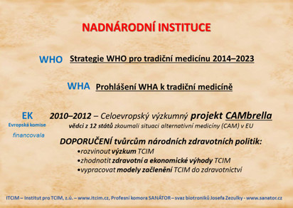 Nadnárodní instituce - WHO, WHA, Evropská komise